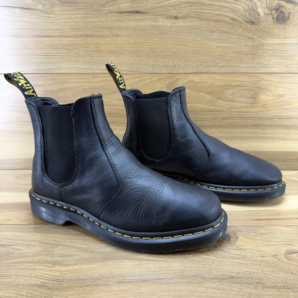 Dr Martens Chelsea Boots Mens 10 Black Pebble Leather Ankle Business Casual 2976